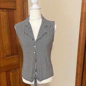 EC: Black & White Tie Blouse